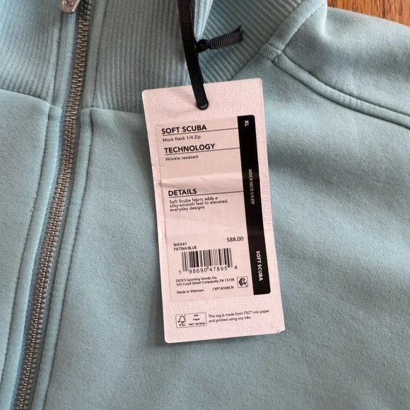 Calia Soft Scuba Mock Neck Light Blue Half-Zip Pullover *NWT* - Picture 2 of 4
